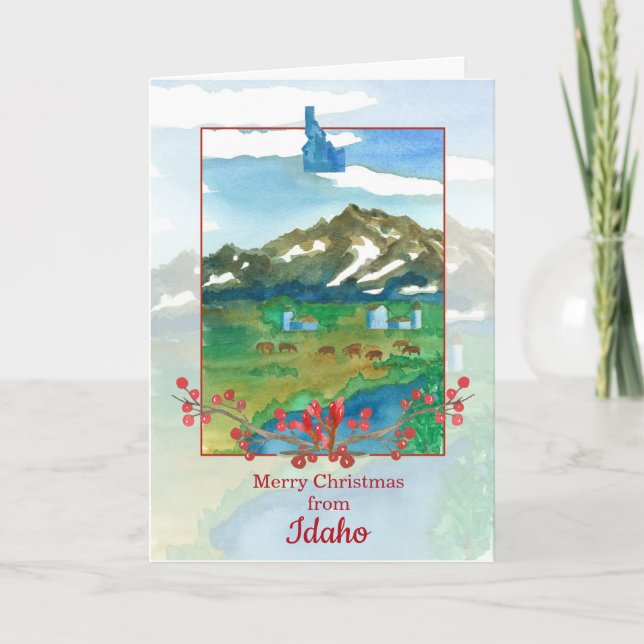 Tarjeta Feliz Navidad desde el rancho de las vacas Idaho (Anverso)