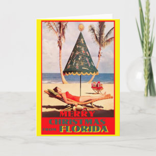 Tarjeta Feliz Navidad desde la playa