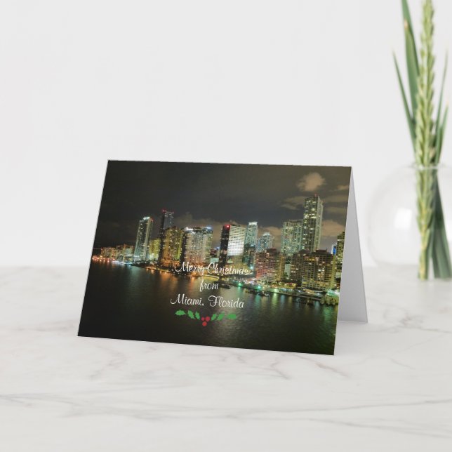 Tarjeta Feliz Navidad desde Miami, Florida (Anverso)