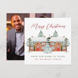 Tarjeta Feliz Navidad desde nuestro hogar a su foto