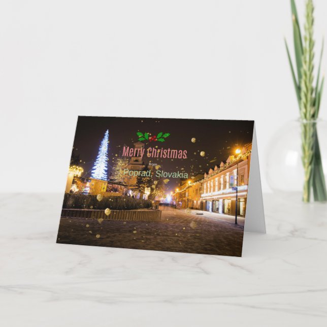 Tarjeta Feliz Navidad desde Poprad, Eslovaquia (Anverso)