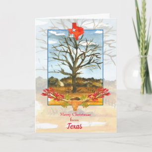 Tarjeta Feliz Navidad desde Texas Longhorn