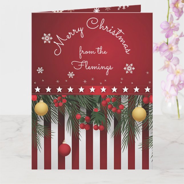 Tarjeta Feliz Navidad desde (tu familia) (Orquídea)