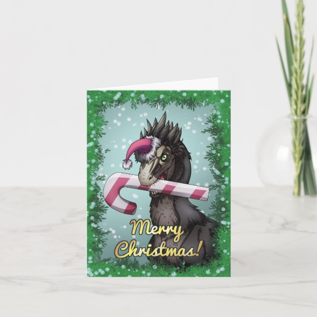 Tarjeta Feliz Navidad Dinosaurio  (Anverso)