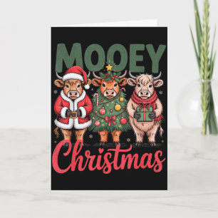 Tarjeta Feliz Navidad Diseño Divertido de Vaca Highland Xm