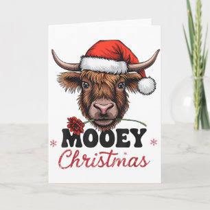 Tarjeta Feliz Navidad Diseño Divertido de Vaca Highland Xm
