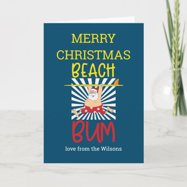 Tarjeta Feliz Navidad Diversión de Verano Vago de Playa Ta (Anverso)