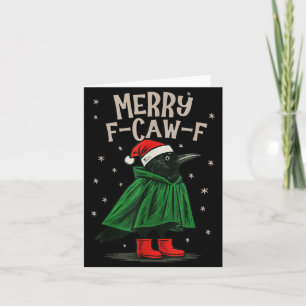 Tarjeta Feliz Navidad divertida cuervo negro Merry Xma