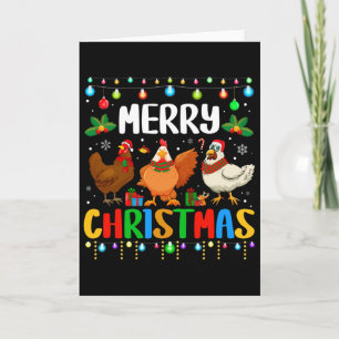 Tarjeta Feliz Navidad divertido sombrero de Santa pollo Lu