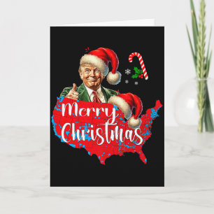 Tarjeta Feliz Navidad Donald Trump Mapa de Cobertura Roja 