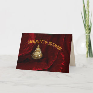 Tarjeta Feliz Navidad dorado árbol con blanco y rojo