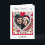 Tarjeta Feliz Navidad | EL DÍA DE SAN VALENTÍN<br><div class="desc">Tarjeta El día de San Valentín personalizada. Marco floral de corazón rojo y azul que puedes personalizar añadiendo tu imagen.</div>