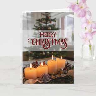 Tarjeta Feliz Navidad elegante corona de árbol de Navidad