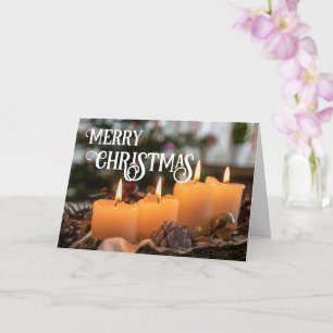 Tarjeta Feliz Navidad elegante corona de Navidad velas