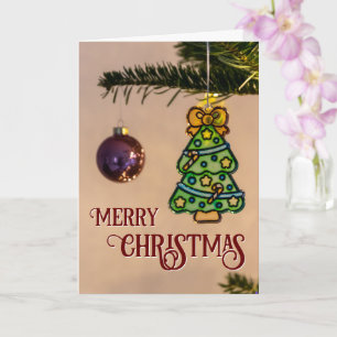 Tarjeta Feliz Navidad elegantes adornos de árbol de Navida