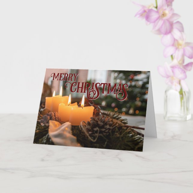 Tarjeta Feliz Navidad, elegantes Navidades usaron velas (Orquídea)