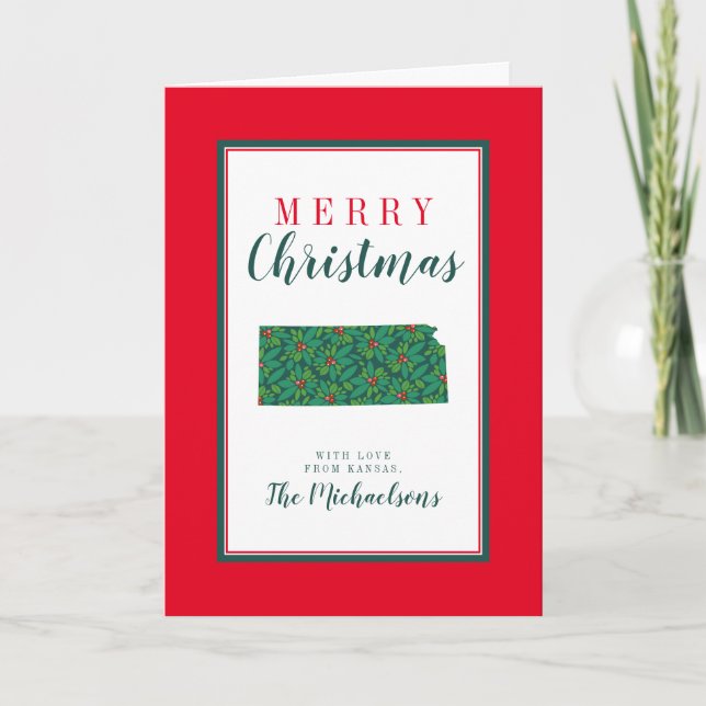 Tarjeta Feliz Navidad en Kansas (Anverso)