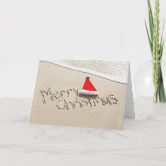 Tarjeta Feliz Navidad en la arena