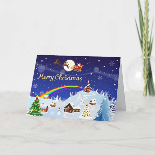 Tarjeta Feliz Navidad en plena luna (Anverso)