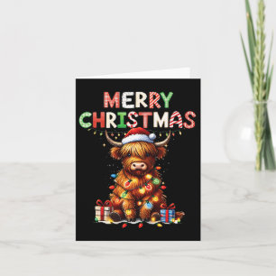 Tarjeta Feliz Navidad Escocia Highland Cow Xmas Farm An