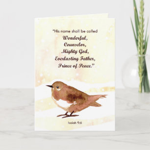 Tarjeta Feliz Navidad Escritura Isaiah Winter Bird