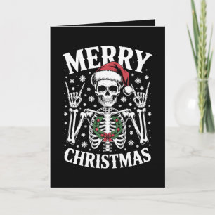Tarjeta Feliz Navidad Esqueleto Sombrero de Santa Señal de