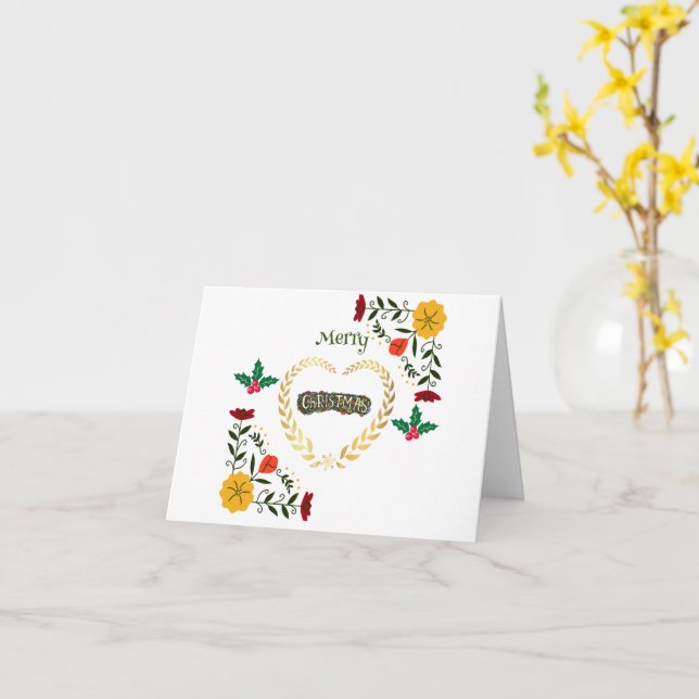 Tarjeta Feliz Navidad estilizado moda navideño (flor amarilla)