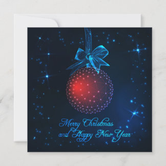 Tarjeta Feliz Navidad estrellas azul medianoche y adorno 