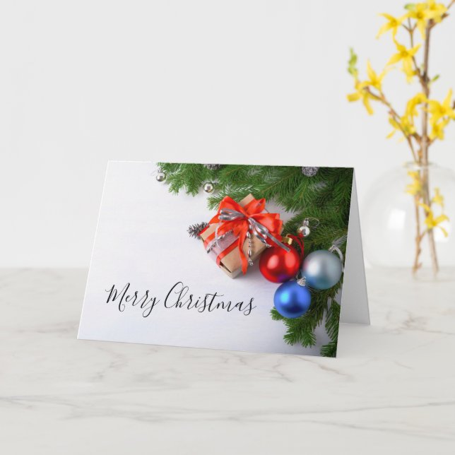Tarjeta Feliz Navidad Evergreen Regalo de Ornamentos de Na (flor amarilla)