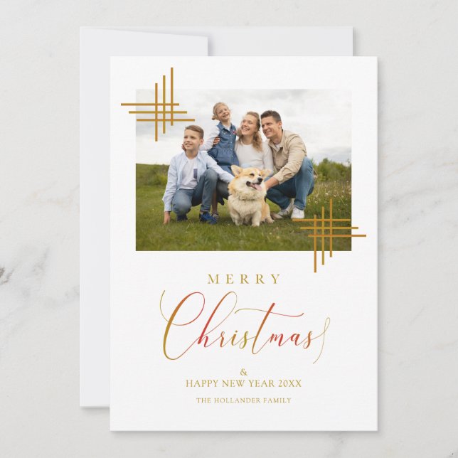 Tarjeta Feliz Navidad, familia de fotos Minimalista (Anverso)