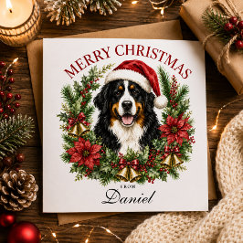 Tarjeta Feliz Navidad Familia Perro de Montaña Bernés