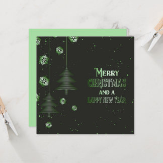 Tarjeta Feliz Navidad Feliz Año Nuevo Copos de Nieve Árbol