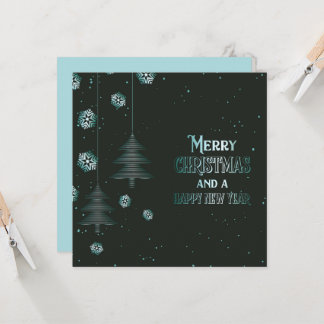 Tarjeta Feliz Navidad Feliz Año Nuevo Copos de Nieve Árbol