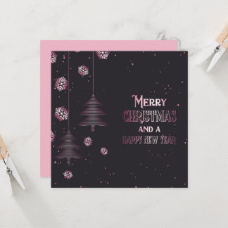 Tarjeta Feliz Navidad Feliz Año Nuevo Copos de Nieve Árbol
