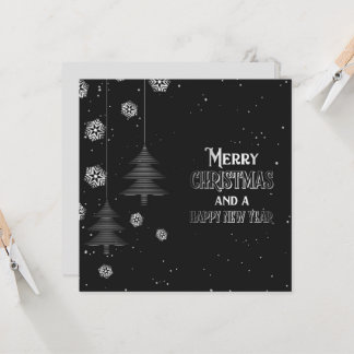 Tarjeta Feliz Navidad Feliz Año Nuevo Copos de Nieve Árbol