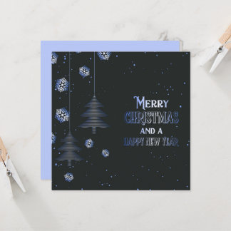 Tarjeta Feliz Navidad Feliz Año Nuevo Copos de Nieve Árbol