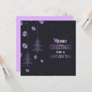 Tarjeta Feliz Navidad Feliz Año Nuevo Copos de Nieve Árbol