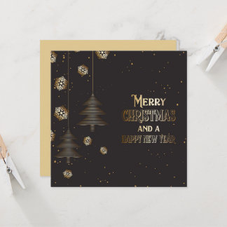 Tarjeta Feliz Navidad Feliz Año Nuevo Copos de Nieve Árbol