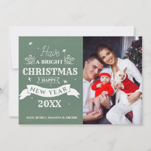 Tarjeta  Feliz Navidad Feliz Año Nuevo Fotografía Tipograf