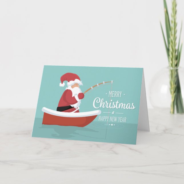 Tarjeta Feliz Navidad, Feliz Año Nuevo - Santa Pesca (Anverso)