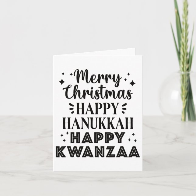 Tarjeta Feliz Navidad Feliz Hanukkah Feliz Kwanzaa 5 (Anverso)