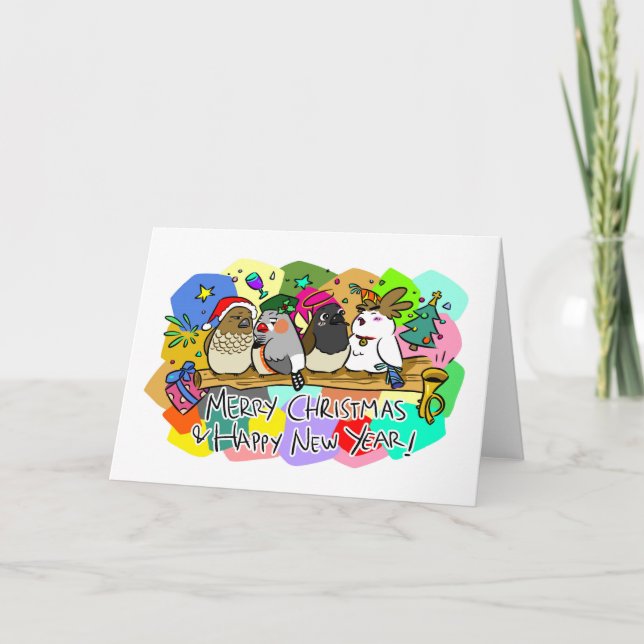 Tarjeta Feliz Navidad Finches (Anverso)