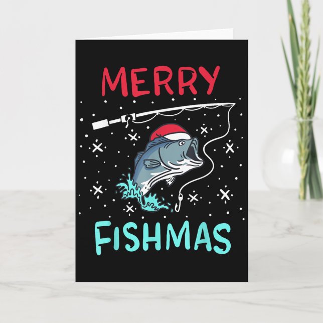 Tarjeta Feliz Navidad Fishmas Divertido Regalo de Pesca de (Anverso)