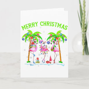 Tarjeta Feliz Navidad Flamenco Navidad Palma Árbol Luz Tro