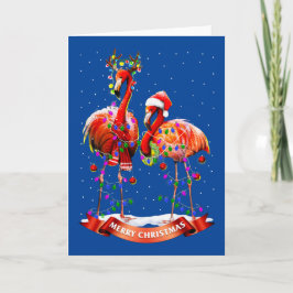 Tarjeta Feliz Navidad Flamingos