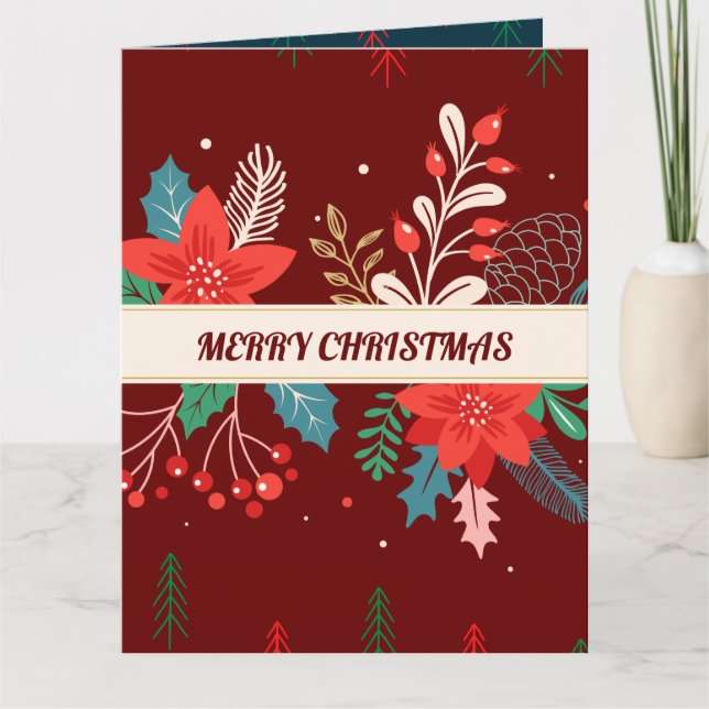 Tarjeta Feliz Navidad Floral (Anverso)