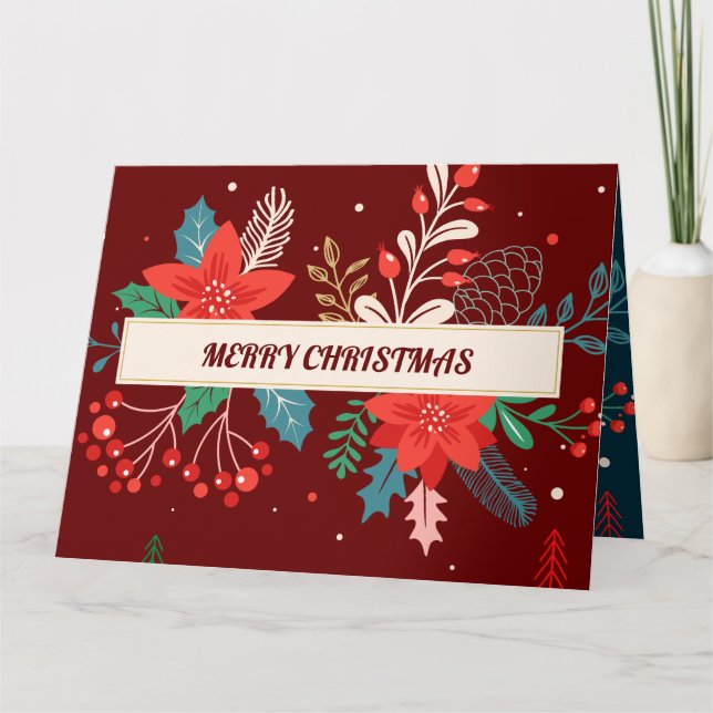 Tarjeta Feliz Navidad Floral (Anverso)