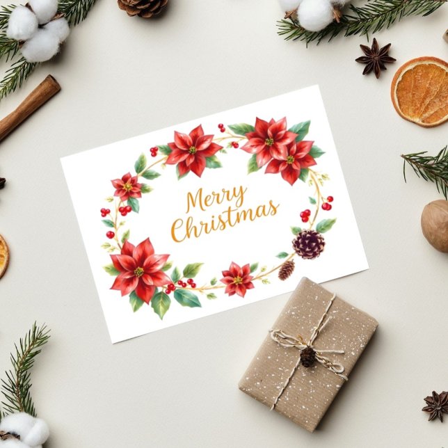 Tarjeta Feliz Navidad Floral Wreath (Subido por el creador)