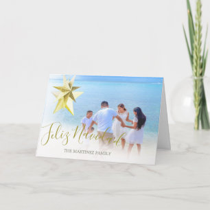 Tarjeta Feliz Navidad Foto Familiar Parol Español