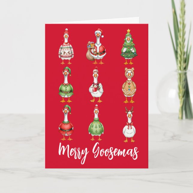 Tarjeta Feliz Navidad Ganso Goosman Fiesta (Anverso)